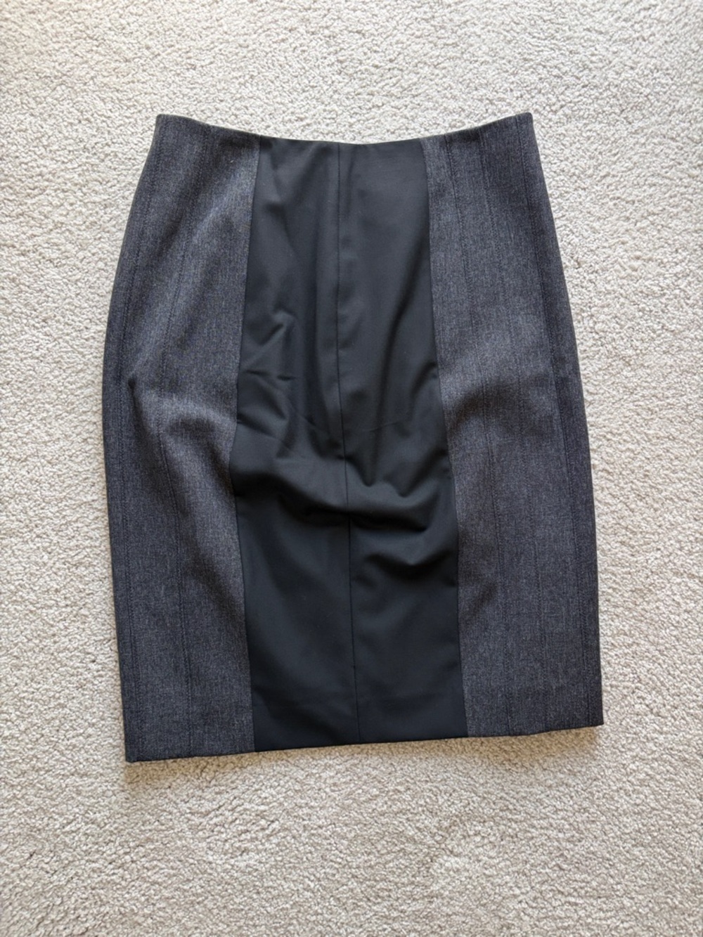 Classic Two-Tone Pencil Skirt in Black and Charcoal high waisted